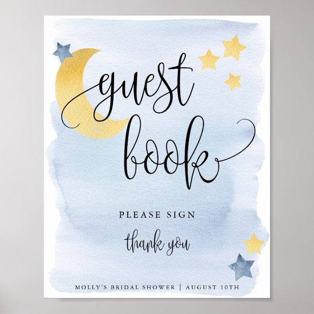Over the Moon, Blue Guest Book Display Poster (Front)