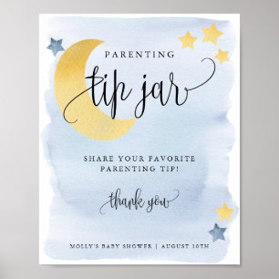 Over the Moon, Blue Parenting Tip Jar Display Poster