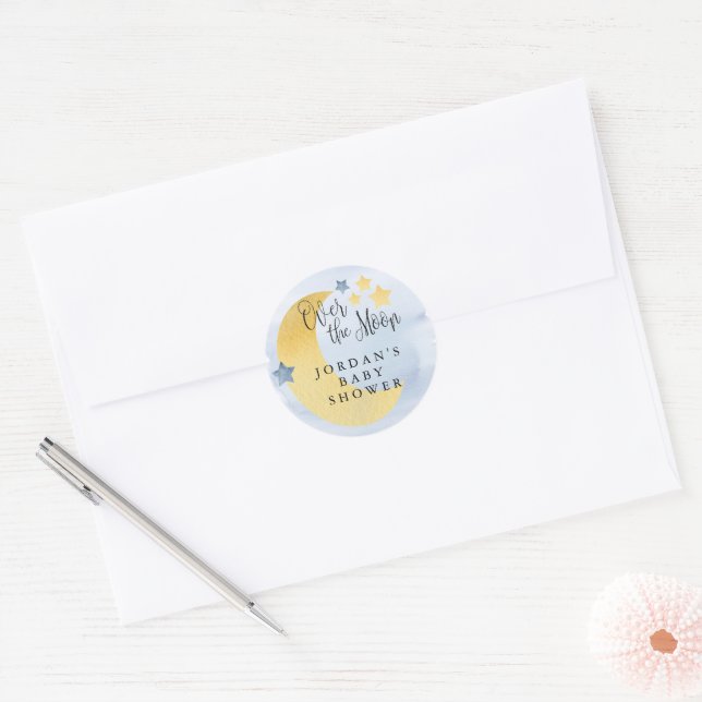 Over the Moon, Blue Personalised Envelope Seal (Envelope)