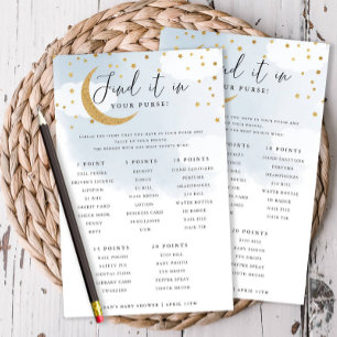 Over the Moon Blue Purse Scavenger Hunt Game Card