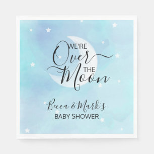 Over The Moon Blue Thank You Baby Shower Napkins