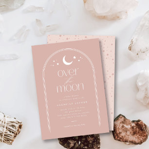 Over the Moon Blush Boho Baby Shower Invitation