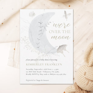 Over the Moon Boho Boy Baby Shower Invitation