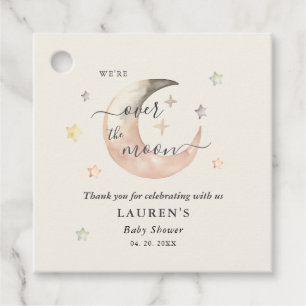 Over The Moon Boho Celestial Baby shower Favour Tags
