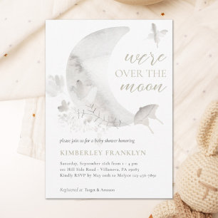 Over the Moon Boho Gender Neutral Baby Shower Invitation