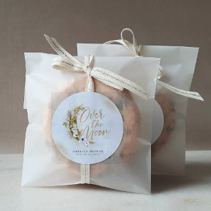 Over the Moon Boho Gold Dust & Clouds Classic Roun Round Sticker