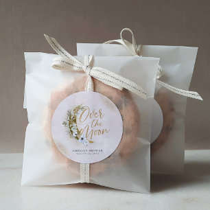 Over the Moon Boho Gold Dust & Clouds Classic Round Sticker