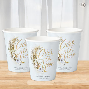 Over the Moon Boho Gold Dust & Clouds Paper Cups