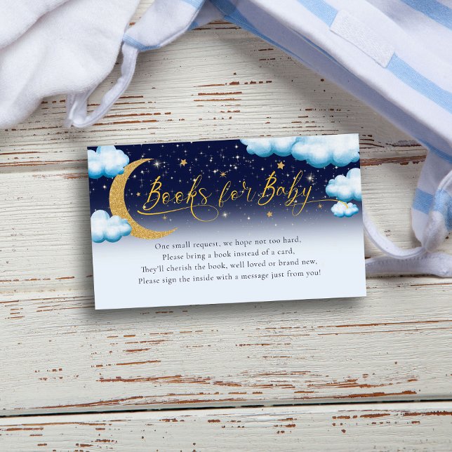 Over the Moon Boy Baby Shower Books for Baby Enclosure Card (Creator Uploaded)