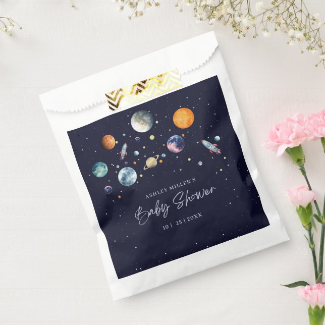 Over The Moon Boy Baby Shower Party Space Galaxy Favour Bags (Sealed)