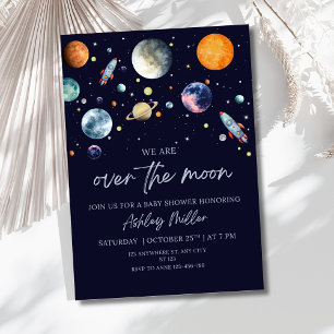 Over The Moon Boy Baby Shower Space Galaxy