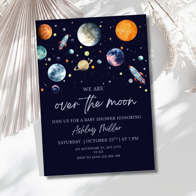 Over The Moon Boy Baby Shower Space Galaxy (Creator Uploaded)