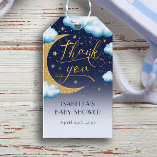 Over the Moon Boy Baby Shower Thank You Gift Tags