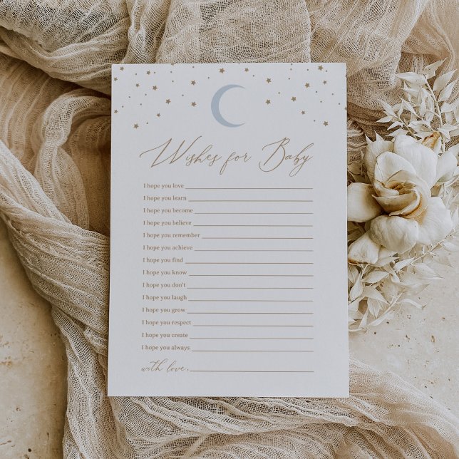 Over the Moon Boy Baby Shower Wishes for Baby Invitation (Creator Uploaded)