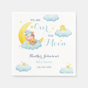 Over The Moon Boy Cow Baby Shower Napkin