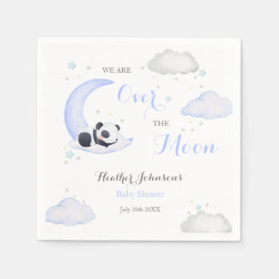 Over The Moon Boy Panda Bear Baby Shower Napkin