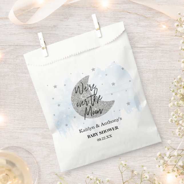 Over The Moon | Boys Baby Shower Favour Bags (Clipped)