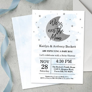Over The Moon Boys Baby Shower Invitation