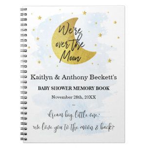 Over The Moon Boys Baby Shower Memory Book