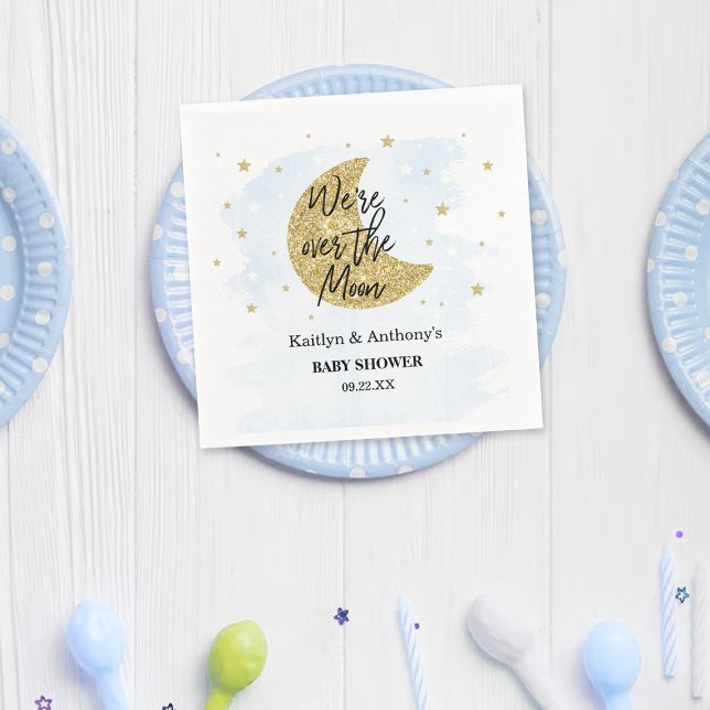 Over The Moon | Boys Baby Shower Napkins (Creator Uploaded)