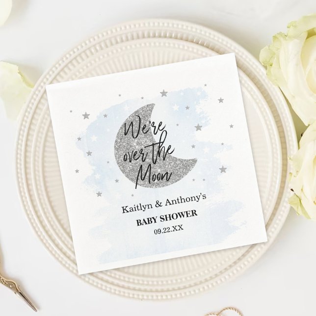 Over The Moon | Boys Baby Shower Napkins (Creator Uploaded)