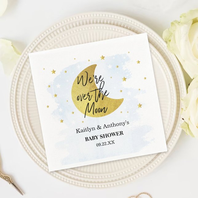 Over The Moon | Boys Baby Shower Napkins (Creator Uploaded)