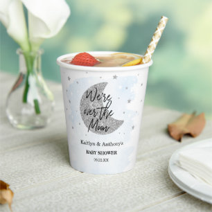 Over The Moon   Boys Baby Shower Paper Cups