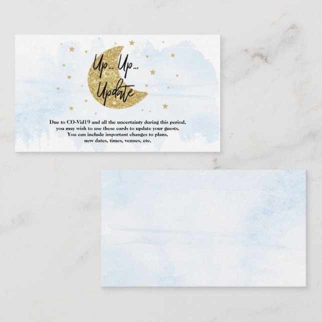 Over The Moon | Boys Baby Shower Update Cards (Front/Back)