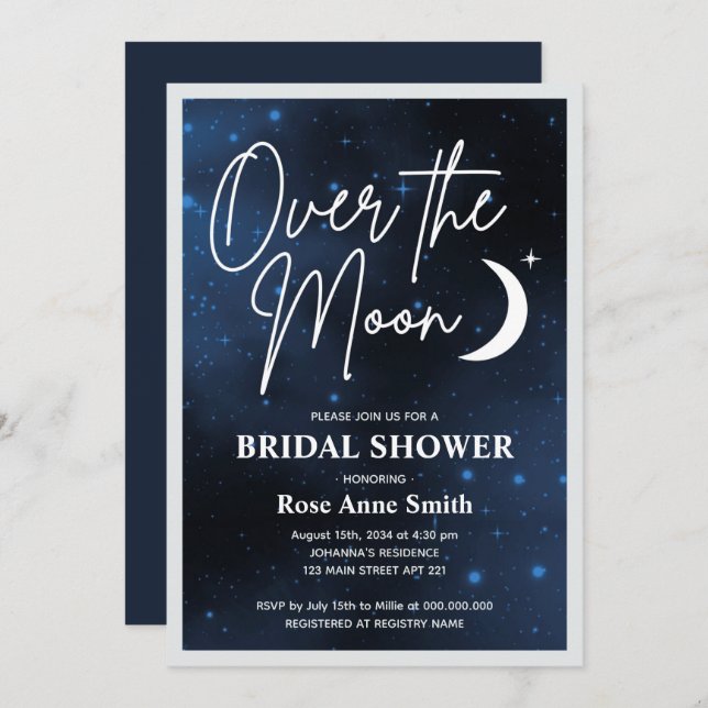 Over The Moon Bridal Shower Party Invitation (Front/Back)