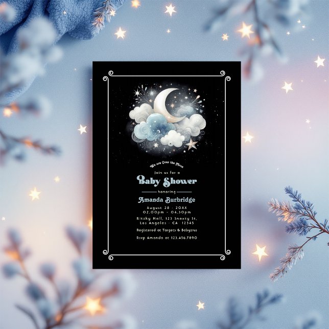 Over the Moon Celestial Baby Shower Invitation (Over the Moon Celestial Baby Shower Invitation)