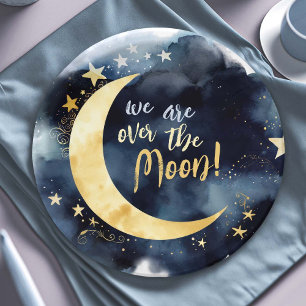 Over the Moon Celestial Baby Shower Stars Space Paper Plate