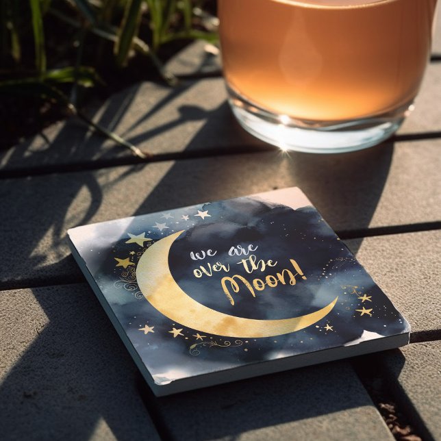 Over the Moon Celestial Baby Shower Stars Space Stone Coaster (Creator Uploaded)