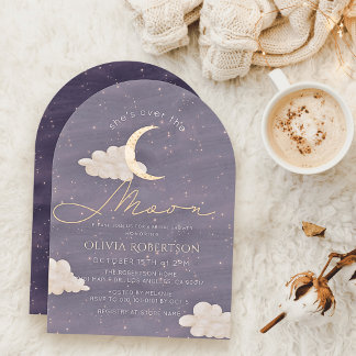 Over the Moon Crescent Moon Bridal Shower Invitation