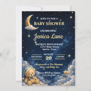 Over the Moon Cute Baby Shower Invitation