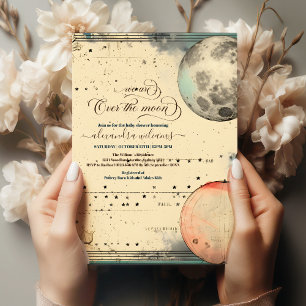 Over the Moon Dreamy  Baby Shower Invitation