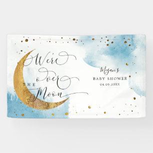 Over The Moon Dreamy Blue Sky Baby Shower Banner