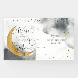 Over The Moon Dreamy Grey Sky Baby Shower  Banner