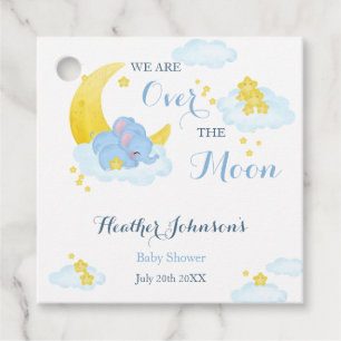 Over The Moon Elephant Baby Shower Favour Tags
