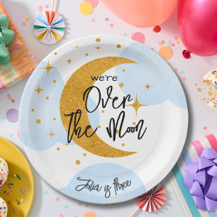Over the moon fantasy kids Birthday Paper Plate
