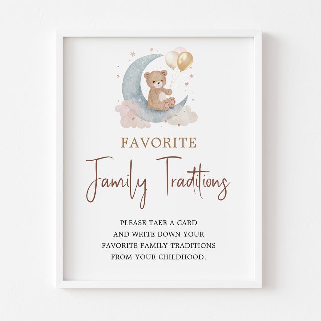 Over the Moon Favourite Family Tradition sign Card (Creator Uploaded)