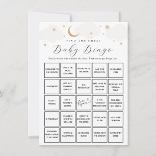 Over the Moon Find the Guest Baby Bingo Game Card