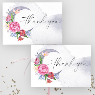 Over the moon Flowers baby shower thank you Card