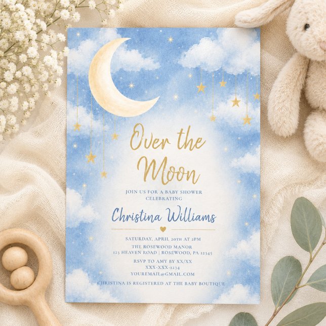Over the Moon for Baby Shower Invitation (Creator Uploaded)