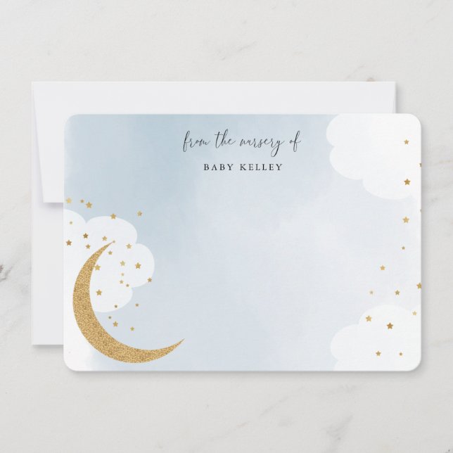 Over the Moon , From the Nursery of, Blue Flat Card (Front)