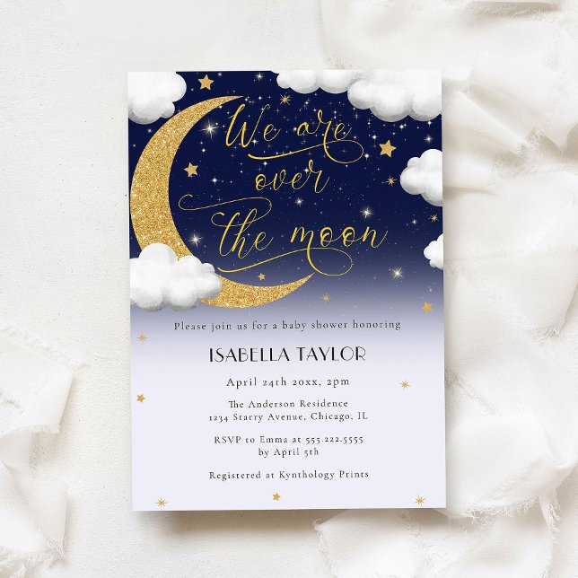 Over the Moon Gender Neutral Baby Shower Invitation (Creator Uploaded)