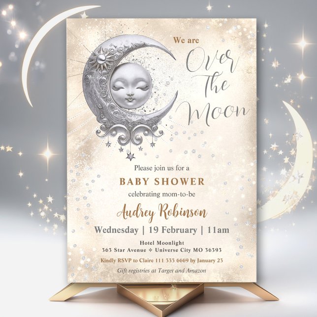 Over The Moon Gender Neutral Baby Shower  Invitation (Over The Moon Gender Neutral Baby Shower Invitation)