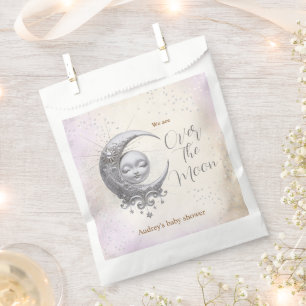 Over The Moon Gender Neutral Purple Baby Shower Favour Bags