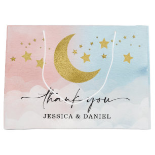 Over The Moon Gender Reveal Thank You Large Gift Bag