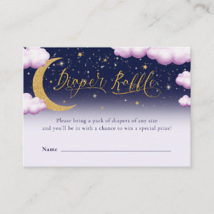 Over the Moon Girl Baby Shower Diaper Raffle Enclosure Card
