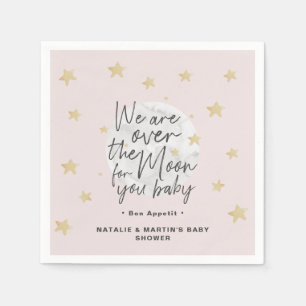 Over The Moon Girl Baby Shower Paper  Napkin